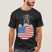 America Flag English Cocker Spaniel Dog In Pocket Tシャツ (正面)