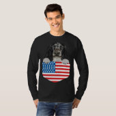 America Flag English Cocker Spaniel Dog In Pocket Tシャツ (正面フル)