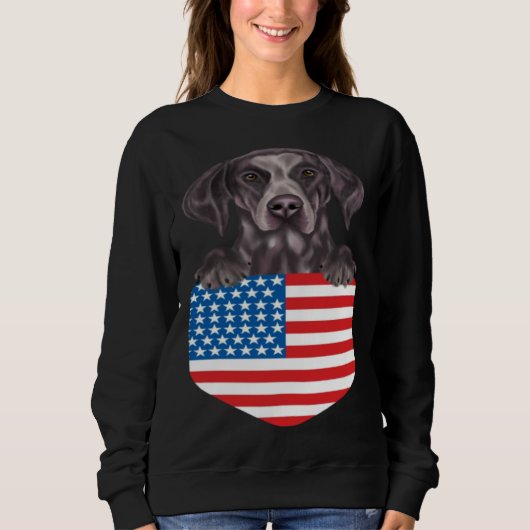 America Flag German Shorthaired Pointer Dog In Poc スウェットシャツ (正面)