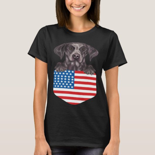America Flag German Shorthaired Pointer Dog In Poc Tシャツ (正面)