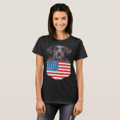 America Flag German Shorthaired Pointer Dog In Poc Tシャツ (正面フル)