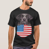 America Flag German Shorthaired Pointer Dog In Poc Tシャツ (正面)