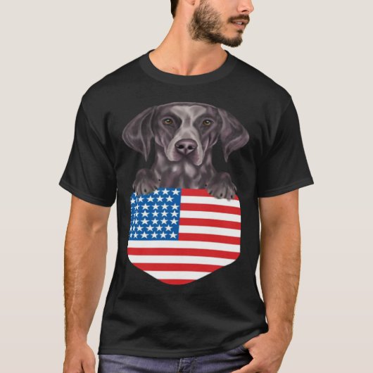 America Flag German Shorthaired Pointer Dog In Poc Tシャツ (正面)