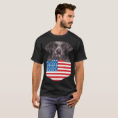 America Flag German Shorthaired Pointer Dog In Poc Tシャツ (正面フル)