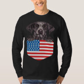 America Flag German Shorthaired Pointer Dog In Poc Tシャツ (正面)