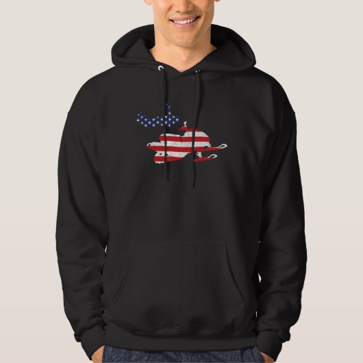 America flag snowmobile USA snow winter パーカ (正面)