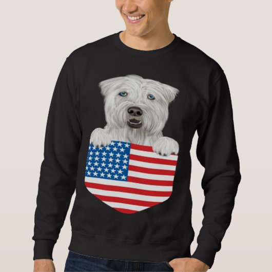 America Flag Soft Coated Wheaten Terrier Dog In Po スウェットシャツ (正面)