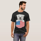 America Flag Soft Coated Wheaten Terrier Dog In Po Tシャツ (正面フル)