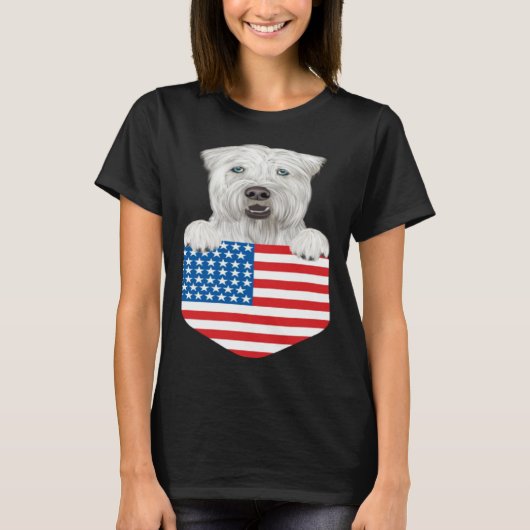 America Flag Soft Coated Wheaten Terrier Dog In Po Tシャツ (正面)