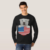 America Flag Soft Coated Wheaten Terrier Dog In Po Tシャツ (正面フル)