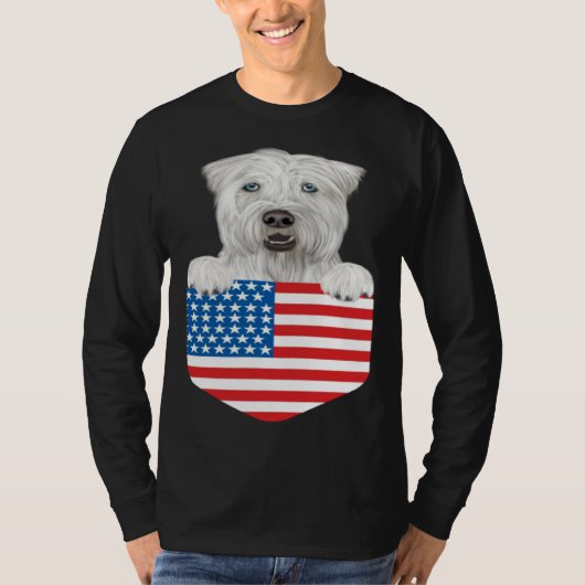 America Flag Soft Coated Wheaten Terrier Dog In Po Tシャツ (正面)
