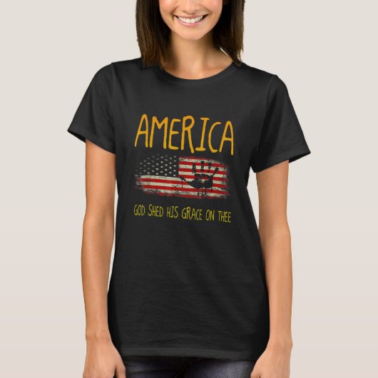 America God Shed His Grace on Thee 4th of July Men Tシャツ (正面)