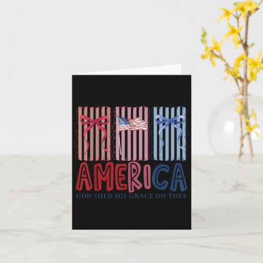 America God Shed His Grace On Thee Tee 4th Of July カード (黄色い花)