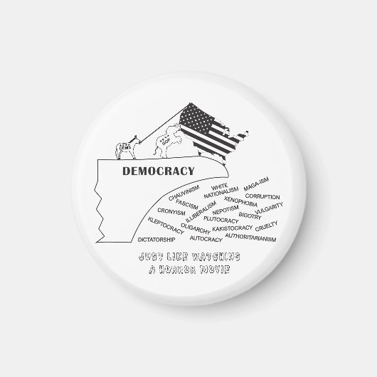 America Going Off The Cliff In Black マグネット (正面)