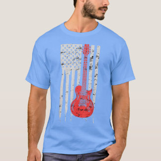 America Guitarist Music USA Flag Guitar  Tシャツ