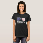 America Independence Day  Glasses Flag Men Boys Tシャツ (正面フル)