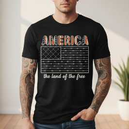 America Land of the Free Barbed Wire Flag Tシャツ