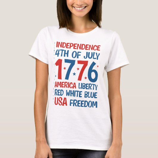 America Liberty, Red, White, Blue, USA Freedom  Tシャツ (正面)
