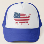 America Map USA Flag Patriotic Snapback Hat キャップ (正面)
