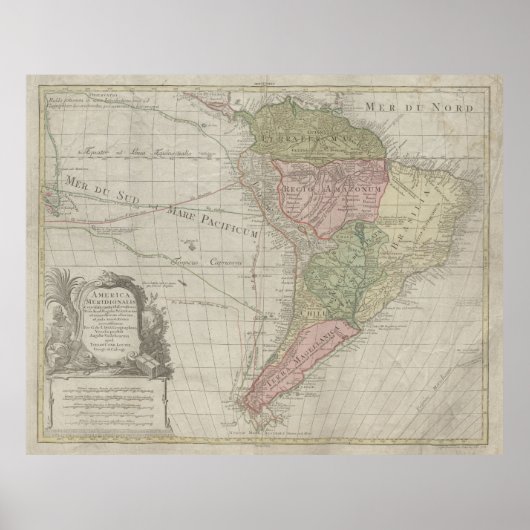 America Meridionalis、南米の印刷物、1772年 ポスター (正面)
