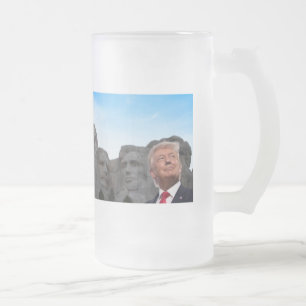 AMERICA MT. RUSHMORE & TRUMP GLASS DESIGN フロストグラスビールジョッキ