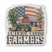 America Needs Farmers Midwest Cows Corn Farm life シール (正面)