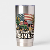 America Needs Farmers Midwest Cows Corn Farm life 保温保冷タンブラー (背面)