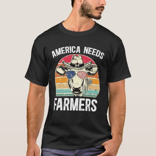 America Needs Farmers Support Country Farming In U Tシャツ (正面)