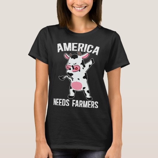 America Needs Farmers Support Country Farming In U Tシャツ (正面)