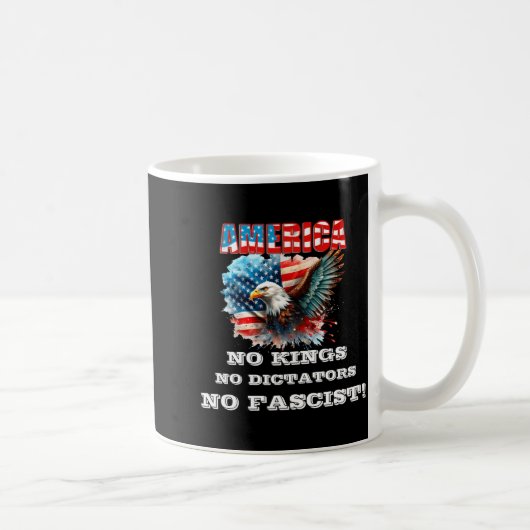 America No Kings No Dictators No Fascist  コーヒーマグカップ (右)