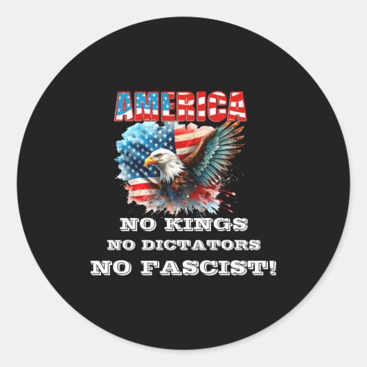 America No Kings No Dictators No Fascist  ラウンドシール (正面)