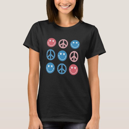 America Peace Vibes Hippie Tee 4th Of July Indepen Tシャツ (正面)