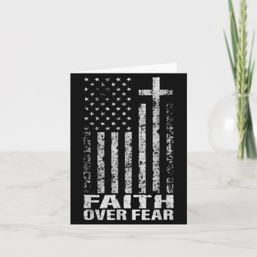 America Pride Us Flag Faith Over Fear Christian Bi カード (正面)