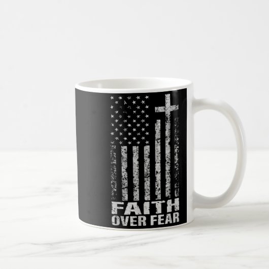 America Pride Us Flag Faith Over Fear Christian Bi コーヒーマグカップ (右)