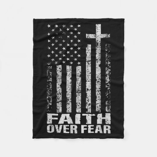 America Pride Us Flag Faith Over Fear Christian Bi フリースブランケット (正面)