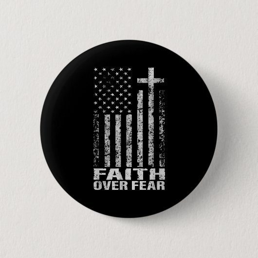 America Pride Us Flag Faith Over Fear Christian Bi 缶バッジ (正面)