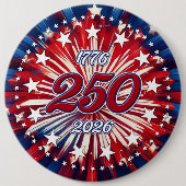 America’s 250th Birthday 1776-2026 RWB Fireworks 缶バッジ (正面)