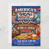 America’s 250th Birthday Patriotic BBQ Invitation  招待状 (正面)
