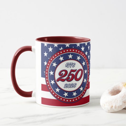America’s 250th Birthday With USA Flag マグカップ (ドーナツ)