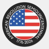 America Semiquincentennial 1776-2026 USA 250 Flag ラウンドシール (正面)
