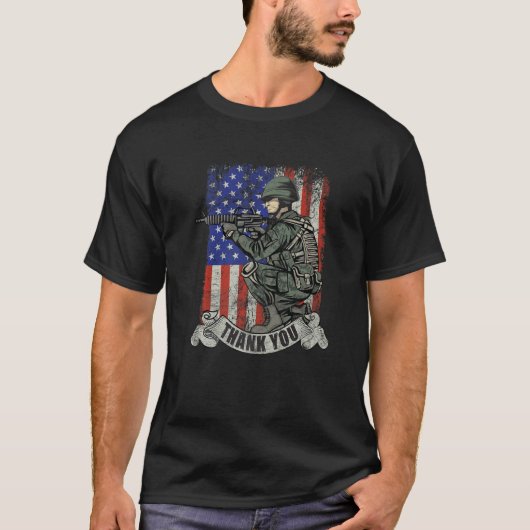America Soldier Thank You Patriotic Veterans Day Tシャツ (正面)