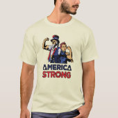 AMERICA STRONG - UNCLE SAM - ROSIE THE RIVETER Tシャツ (正面)