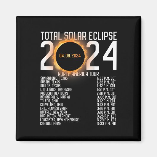 America Tour 2024 Totality On Back 太陽の Eclipse マグネット (正面)