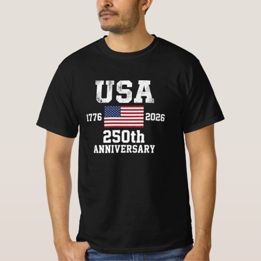 America US Flag Patriotic 250th Anniversary USA Tシャツ (正面)
