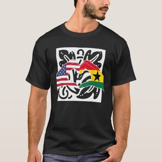 America USA American Ghana Ghanaian Melanin Mixed  Tシャツ (正面)
