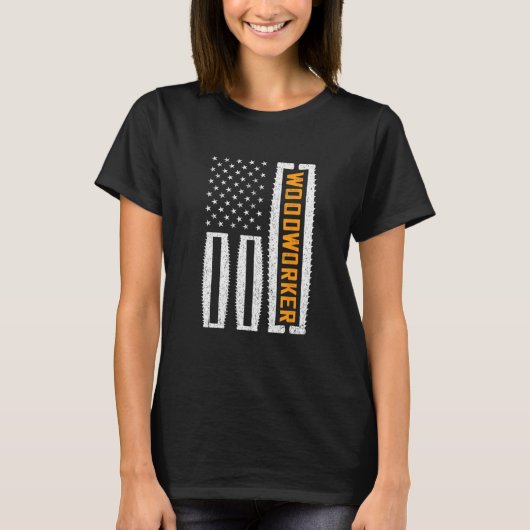 America USA Wood Working Carpenter Woodworking Woo Tシャツ (正面)