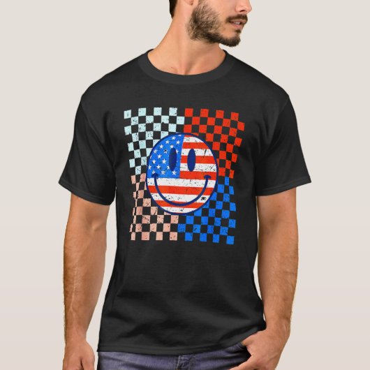 America Vibes Cute Smile Face USA American Flag 4t Tシャツ (正面)