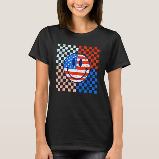 America Vibes Cute Smile Face USA American Flag 4t Tシャツ (正面)