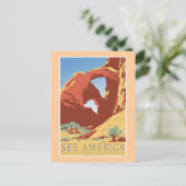 「America WPA Vintage Travel Posterを参照」 ポストカード (スタンド正面)