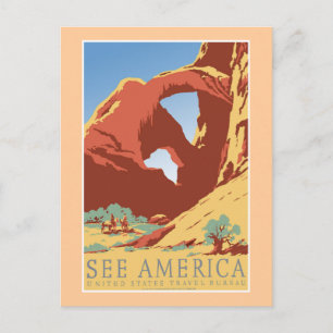 「America WPA Vintage Travel Posterを参照」 ポストカード